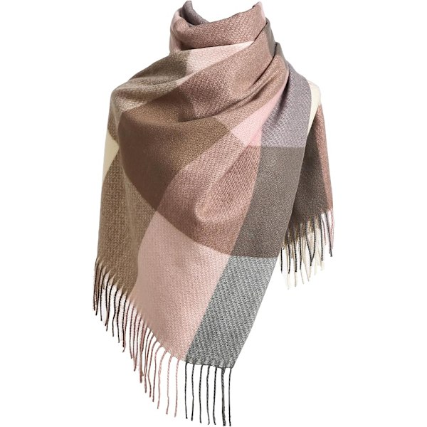 Halstørklæder til Kvinder Vinter Tørklæder Tartan Wraps Lang Spinding Kvast Sjal Stola Damer Varmt Halstørklæde Red&Grey
