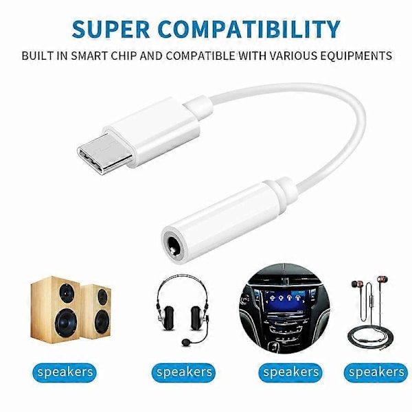 2 stk. Type C USB-C Hann til 3,5 mm Hunn Hodetelefonkontakt Aux Lydadapterkabler JIKAIX