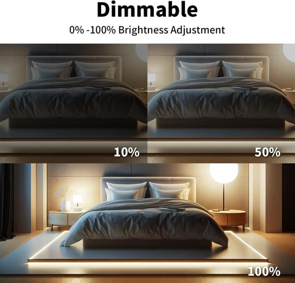 Varmvit LED-list, 5V LED-list 2 meter USB-driven med touchdimmer Flexibel LED-ljuslist för sovrum
