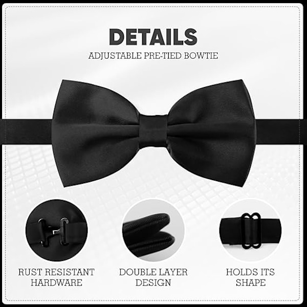 Män Fluga Justerbar Längd Bröllop Man Mode Pojkar Satin Fluga black