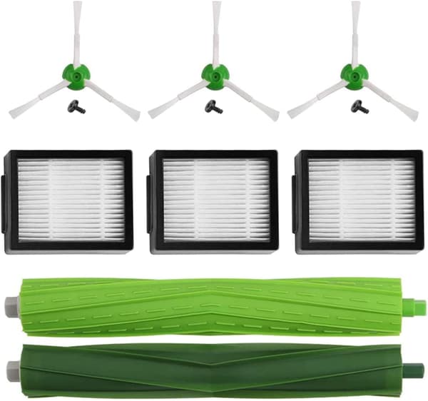 Tillbehörspaket kompatibelt med Roomba E5 E6 i1 i3 i3+ i7 e5154 e5158 j7, inkluderar sidoborstar, filter och extraktorrullar