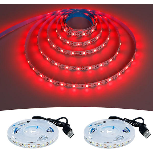 5V USB LED Strip Ljus Röd 6000K USB-driven 4M (2st) Flexibel SMD2835 Hög Ljusstyrka Ej Vattentät IP20 LED Tejp Ljus