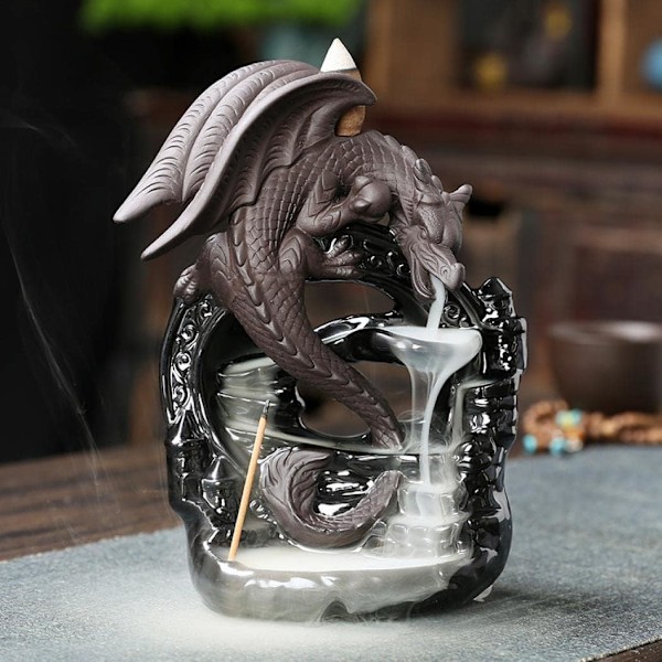 Drage Røgelsesbrænder Backflow Keramisk Røgelsesholder, Håndlavet Vandfald Røgelsesbrænder Boligindretning Aromaterapi Ornament