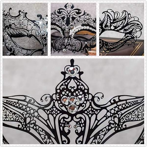 Maskeradmask för kvinnor Metallmask Glänstrass Venetiansk festkvällsbalmask Bar kostymaccessoar style 1