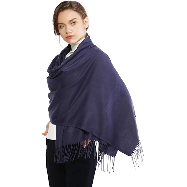 Dam Scarves Pashmina Sjal och Wraps för Bröllopsscarves för Kvinnor Vinter navy