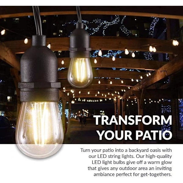 5M Utomhus Ljusslinga E26 10 Socklar 5 Meter, 10 S14 LED-lampor 2W (= 15W), Svart Förlängningsbar Kabel Upp Till 500M IP54 Utomhus Trädgård Bröllop