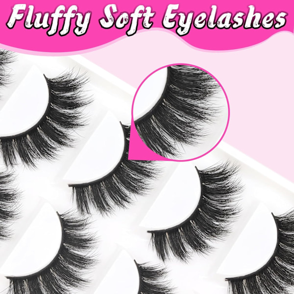 3D Faux Mink Ögonfransar 100% Handgjorda Lyxiga Volym Lösögonfransar Lätta Fluffiga Falska Ögonfransar 5 Par Förpackning (G600)