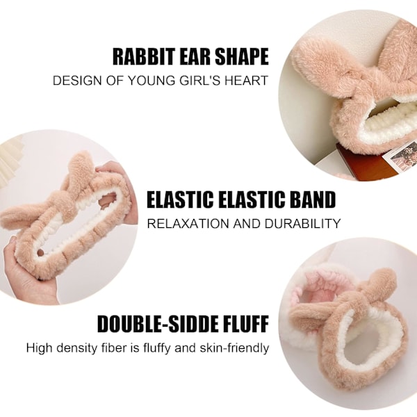 Ansiktsrengöringshuvudband och handledsband set, Essential Beauty Routine Accessory, Bunny Ears Headband