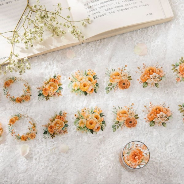 4 Rullaa Washi-teippiä Kukkia Kasveja Läpinäkyvä Washi-teippi Liimateippi Washi-teippitarrat Luovaan Leikekirjailuun, Bullet Journal -päiväkirjoihin ja DIY-projekteihin