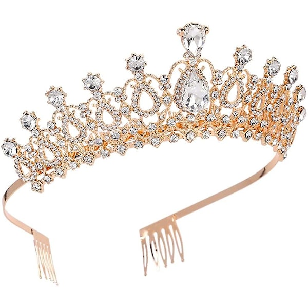 Brudetiara krone med krystalrhinsten og kam - Glamourøst bryllupstilbehør