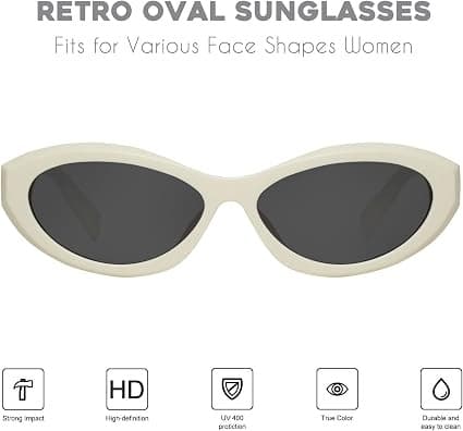 Ovalformade Cat Eye Solglasögon för Kvinnor Retro