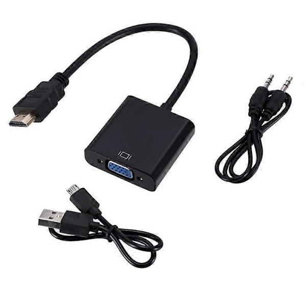 HDMI til VGA med lyd + strømforsyning HDMI til VGA HD adapterkabel
