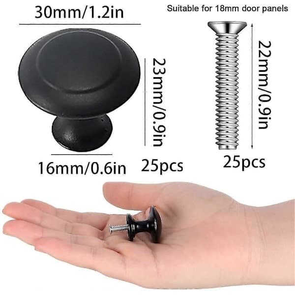 25 stk. skapknapper til baderom, skap, kommodeskuffer, møbler (30 mm)