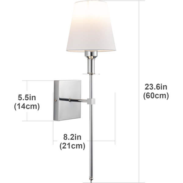 Vegglamper Sett 1 stk, Kablet Vegglampe, for Soverom Gårdshus Nattbordsleselys (Sølv)