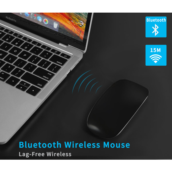 Bluetooth 5.0 Wireless Mouse Mute Multi-Arc Touch Mouse Slim Magic Mouse Black