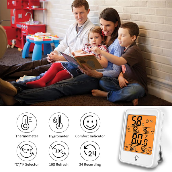 Indendørs digitale termometre hygrometre, rumtermometer hygrometer, rumtermometer, temperatur- og fugtighedsmåler