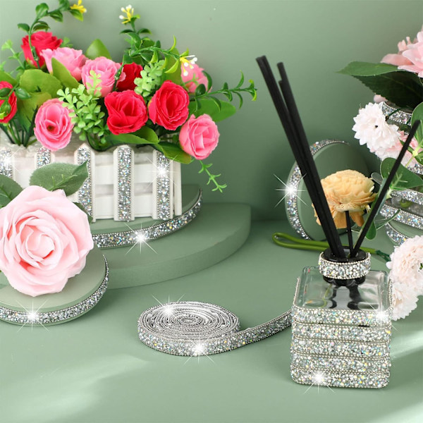 3 jaardia hartsi strassi nauhat itseliimautuva timantti joulu nauha kristalli nauharulla glitter hartsi timanttivyö strassi nauha Silver AB Color
