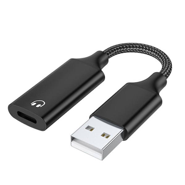 USB til 8-pinners iOS Hodetelefon Samtale Konverter Kabel Adapter Ledning for Datamaskin Laptop Black