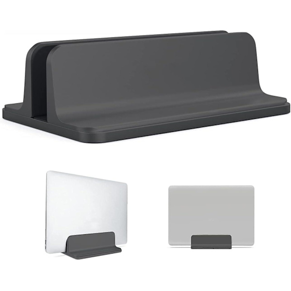 Vertikal Laptop Stand - Justerbar Skrivebordsholder (sort)