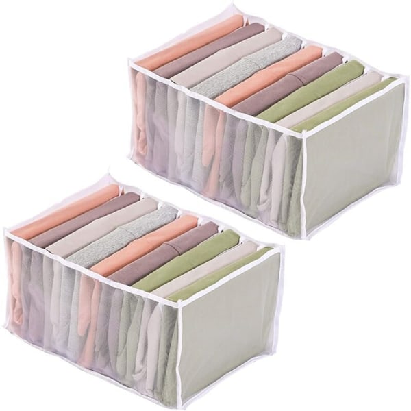 Pakke med 2 Sammenfoldelige Stof Organizer Sammenfoldelig Skuffe Organizer 9 Rum Opbevaringsboks Hvid, 36*25*20cm