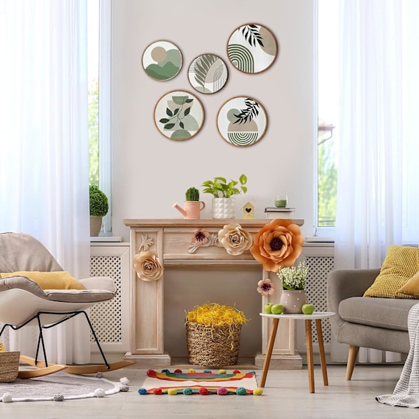 Boho Trævægkunst Boheme Geometrisk Hængende Dekoration til Stue, Soveværelse