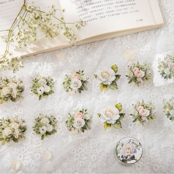 4 Rullaa Washi-teippiä Kukkia Kasveja Läpinäkyvä Washi-teippi Liimateippi Washi-teippitarrat Luovaan Leikekirjailuun, Bullet Journal -päiväkirjoihin ja DIY-projekteihin