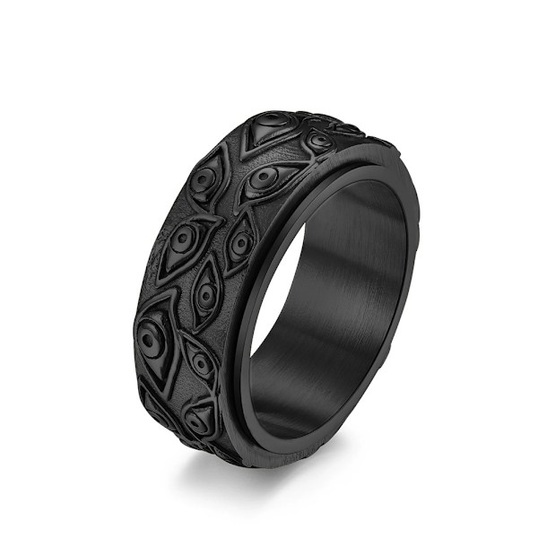 2 STK. Nr. 9 Sort Spinner Ring til Mænd Kvinder Cool Evil Eye Ringe Rustfrit Stål Fidget Ring Stress Relief Ring