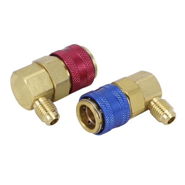 2 stk. R134A Bil AC Quick Connects 90° Lav- og Højtryksadapter