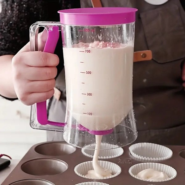 1 stk. dejdispenser - nem at hælde og pladsbesparende - perfekt til cupcakebagning, vaffelfremstilling, kager og pandekager, robust, nem at rengøre