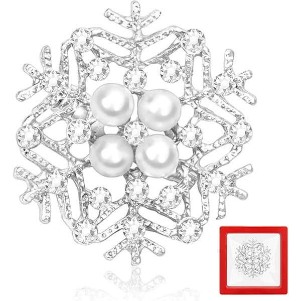 Julsnöflinga Brosch Nål med Diamanter Pärlor Broscher för Kvinnor Män Kläder color 2