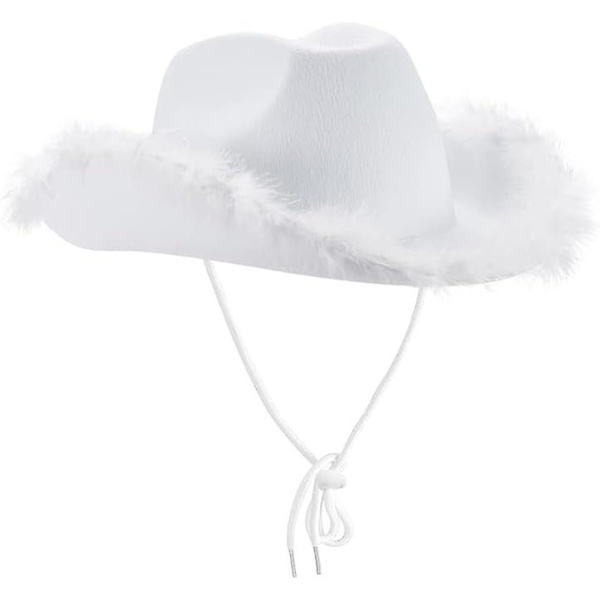Kvinnlig Cowboyhatt - Filt Fluffig Fjäder Trim Cowgirlhatt Bred Brätte Maskeradkläder