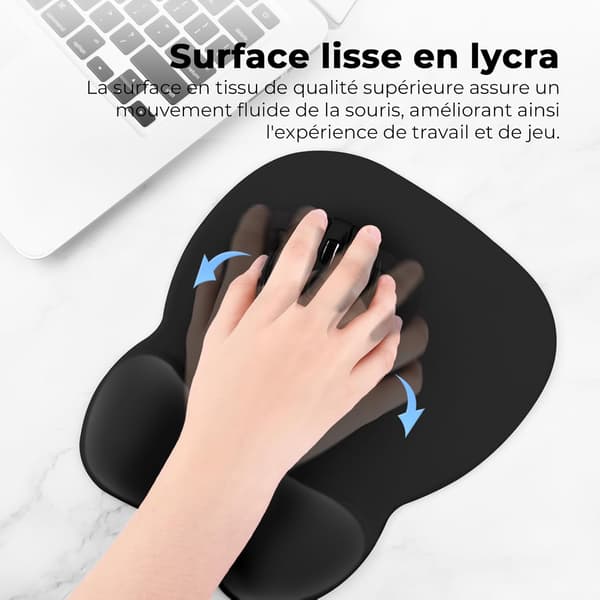 Musematte med ergonomisk håndleddsstøtte, 4 mm musematte med minneskumfyll, musematte for PC, datamaskin