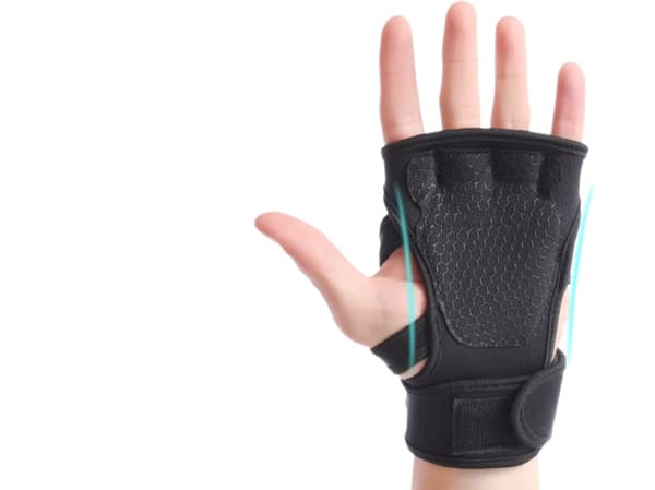 Tyngdlyftarhandskar, Gym Barehand Grip, Stöd Alpha Cross-Training, Rodd, Styrkelyft, Pull Up (Svart, L)