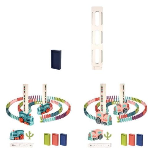 Domino tågblock stapling leksak Kreativa barn pedagogisk Pink 120pcs