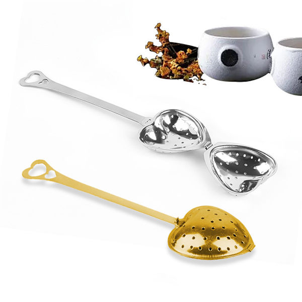 10 stk. Hjerte Te-infuser til Løs Te - Te-diffusere til Løse Te-blade - Te-si - Hjerteformet Te-infuser