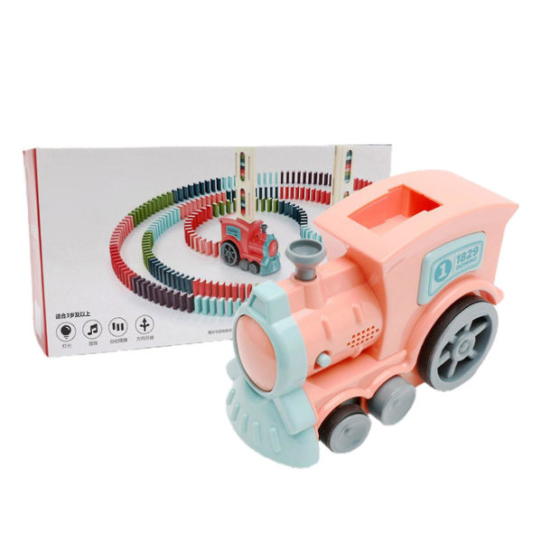 Domino tågblock stapling leksak Kreativa barn pedagogisk Pink 120pcs