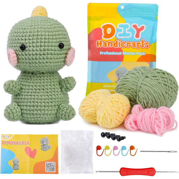 Virka Kit för Nybörjare, Virknål, Polyesterfiber, Garn, Steg-för-steg Instruktionsvideo Style 2