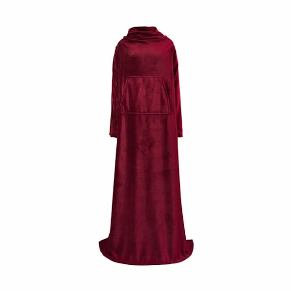 Fleece-peitto sohvalle - miesten peitto hihoilla ja taskulla TV-jaloille, pehmeä ja mukava huppupeitto, antrasiitti, 170x200cm red