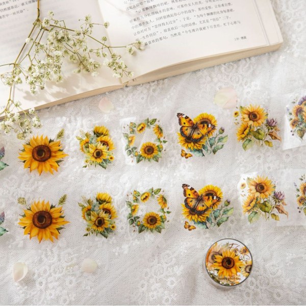 4 Rullaa Washi-teippiä Kukkia Kasveja Läpinäkyvä Washi-teippi Liimateippi Washi-teippitarrat Luovaan Leikekirjailuun, Bullet Journal -päiväkirjoihin ja DIY-projekteihin