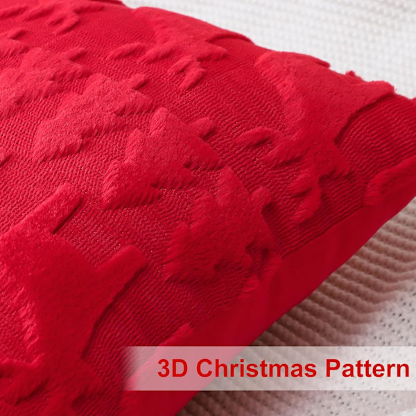 Set med 2 julsammetskuddfodral, mjuka dekorativa kuddfodral för soffa, sovrum, kontor, vardagsrum, jul, 45*45cm Red