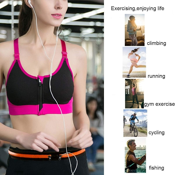 Löpningsbälte Passar 6,5 tums Telefon, Midjeväska Magväska med Dubbla Fickor för Kvinnor Flickor och Pojkar Vandring Jogging Promenader Cykling