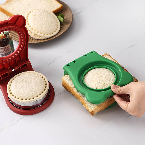 Leipäleikkuri ja -suljin, Uncrustables-valmistaja, kuoreton leipäleikkuri, leipäkuoren poistaja lapsille, takaisin kouluun, Bento-laatikon tarvikkeet red