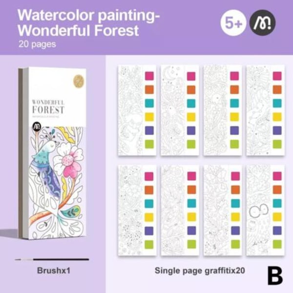 Pocket akvarell målarbok Barn tidig utbildning Purple