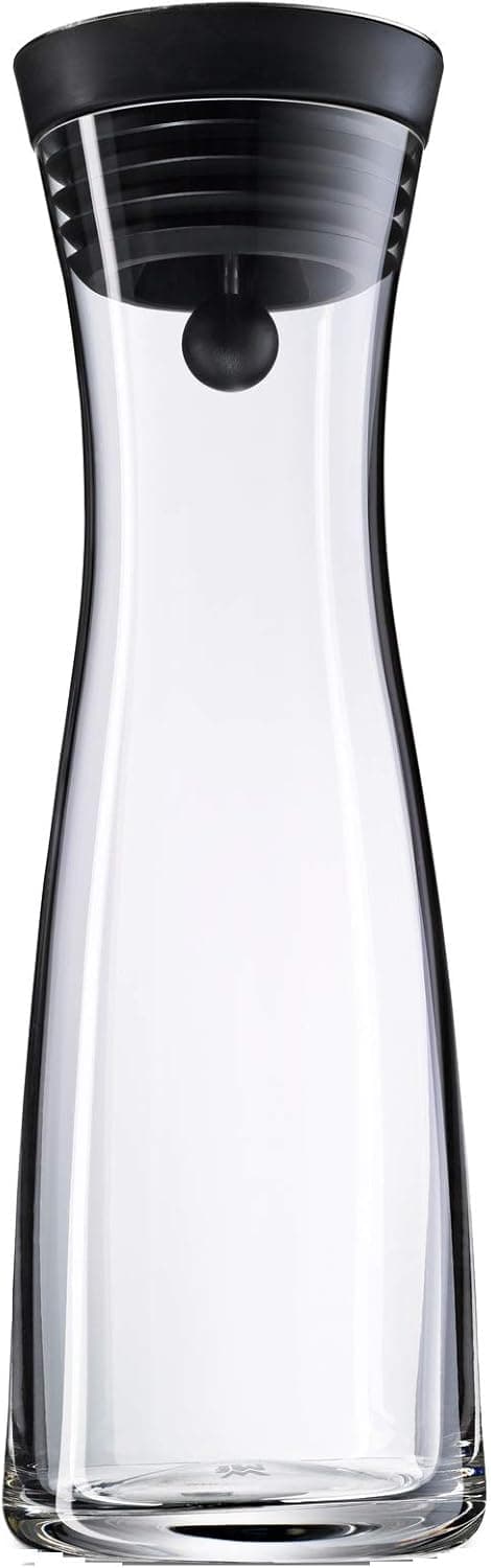 Vandkaraffel, 1,0 L, højde 29 cm, glaskaraffel, silikonelåg, sort