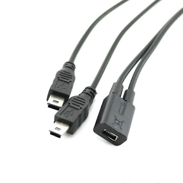 Mini USB 2.0 Hun Til Dobbelt 2 Han Splitter Y Forlænger Oplader Adapter Kabel FT