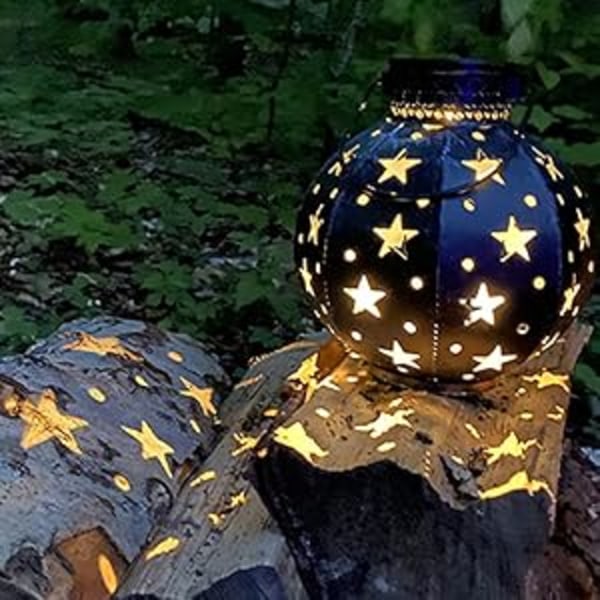 2 kpl Tähti Aurinkolyhty Aurinkovoimalla Toimivat Koristeelliset Riippuvalot Sisä- ja Ulkotiloihin Puutarhaan Terassille Pihaan Juhliin, Tekstuuri tummansininen