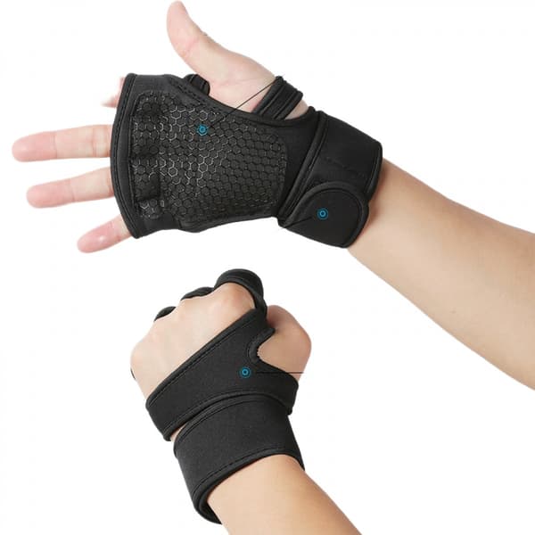 Tyngdlyftarhandskar, Gym Barehand Grip, Stöd Alpha Cross-Training, Rodd, Styrkelyft, Pull Up (Svart, L)