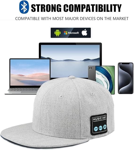 Bluetooth-mössa, stickad Bluetooth-mössa, Bluetooth-mössa för män, trendig smart mössa, baseballkeps för män Grey