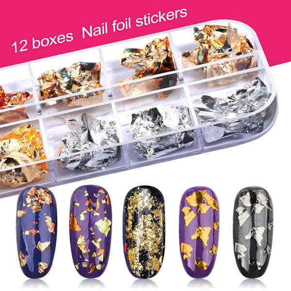 Nagelkonstkit, Nagelverktyg, Nageldesignkit med Nagelkonstborstar, Nageltejp, Nagelsmycken, Rhinestones, Nagelpunktverktyg, Nagelfolie, Fjärilsnagel