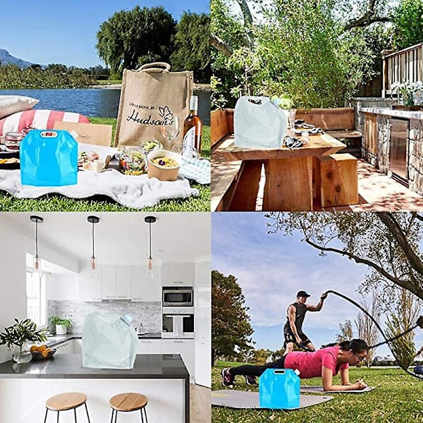3-pack 5L Stor Kapacitet Vattenpåse Sport Handhållen Vikbar Vattenpåse Utomhus Resa Camping Vandring Bärbar Vattenförvaringsväska